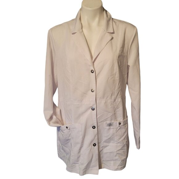 DICKIES Women's Medium White Button Up SCRUB JACKET / LAB COAT Nurse Doctor - Picture 1 of 10